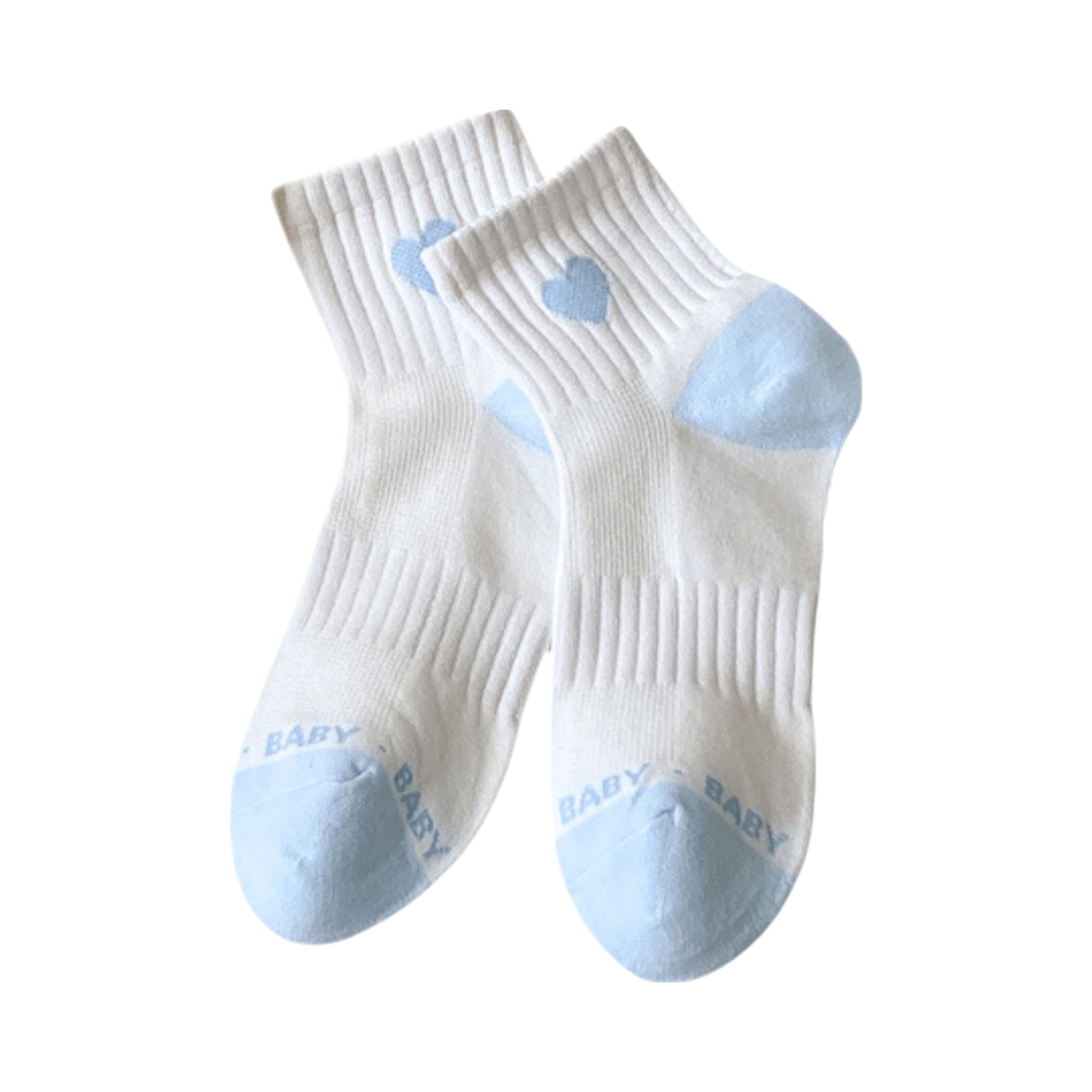 Anna-Kaci Women's Ribbed Ankle Socks with Contrast Toe and Heart Detail for Everyday Casual Wear