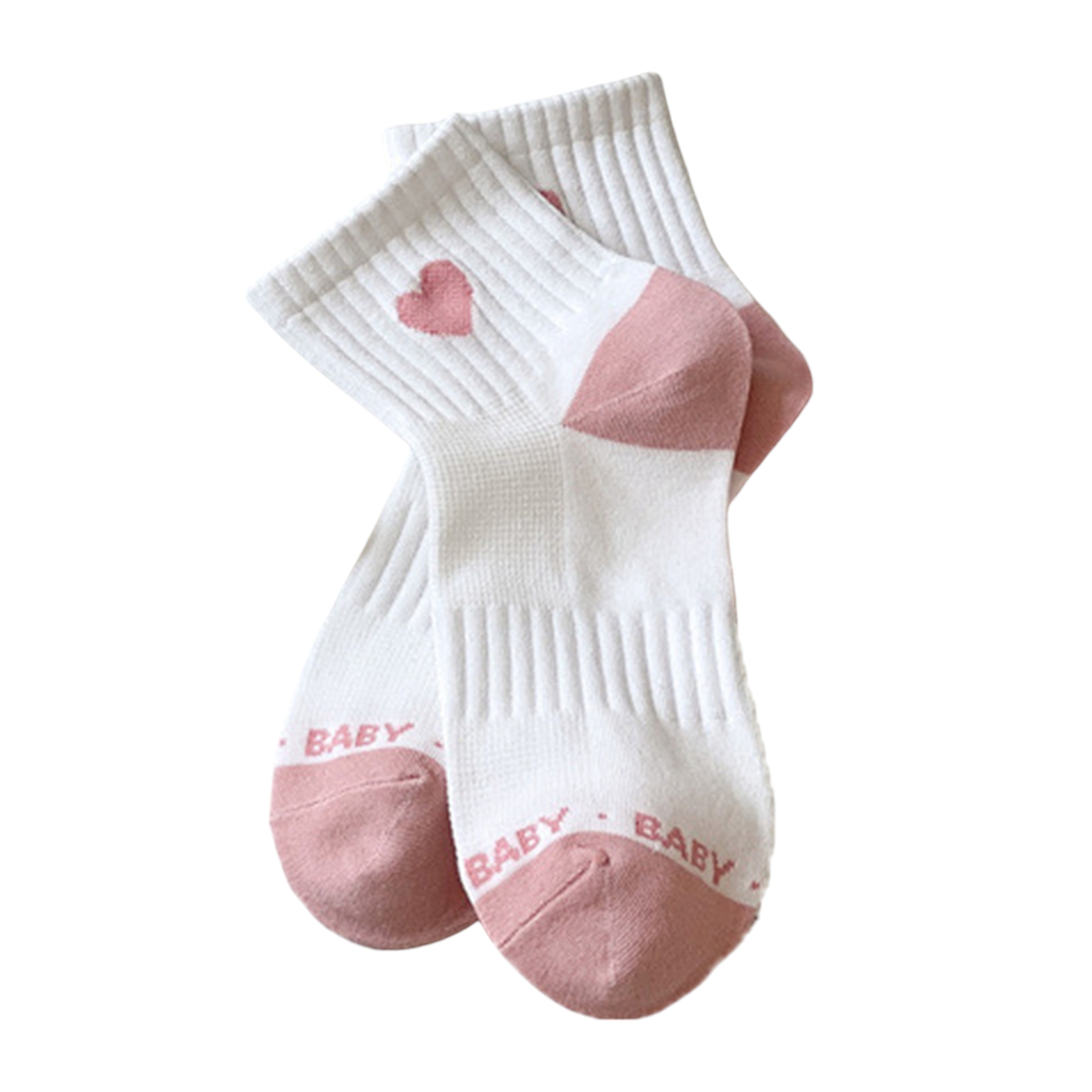 Anna-Kaci Women's Ribbed Ankle Socks with Contrast Toe and Heart Detail for Everyday Casual Wear