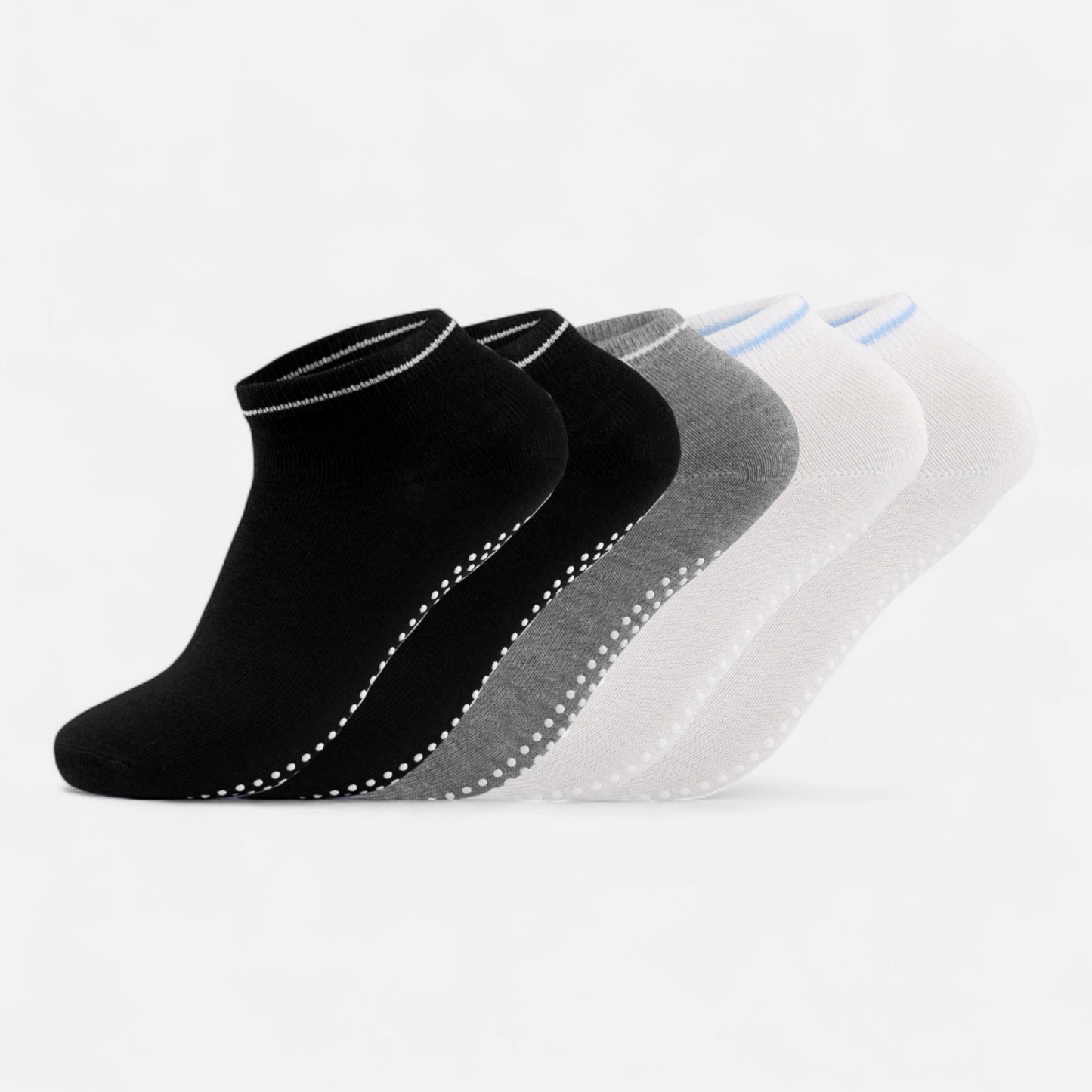 Anna-Kaci Women's 5-Pack Ankle Grip Socks with Non-Slip Soles for Everyday Indoor Comfort