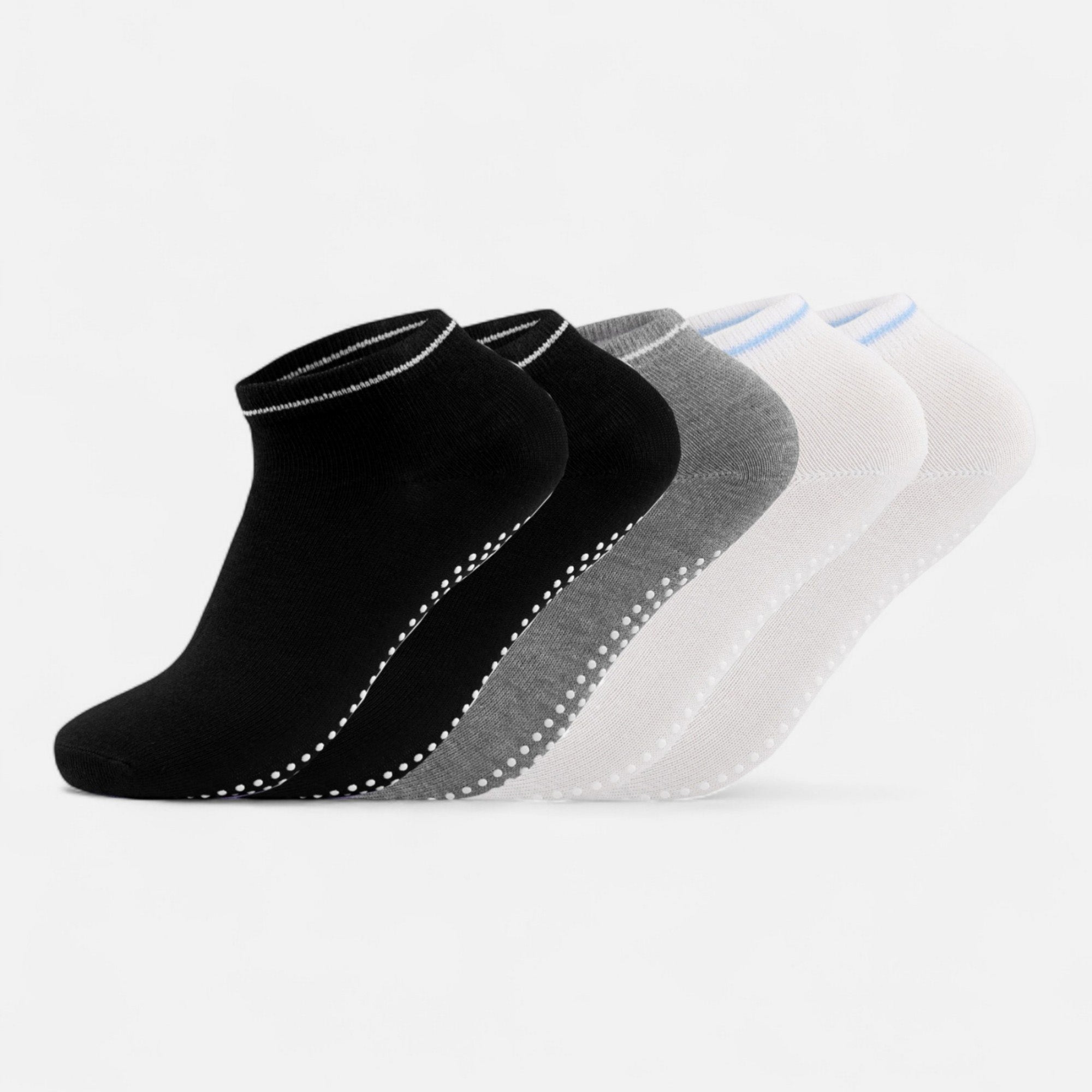 Anna-Kaci Women's 5-Pack Ankle Grip Socks with Non-Slip Soles for Everyday Indoor Comfort
