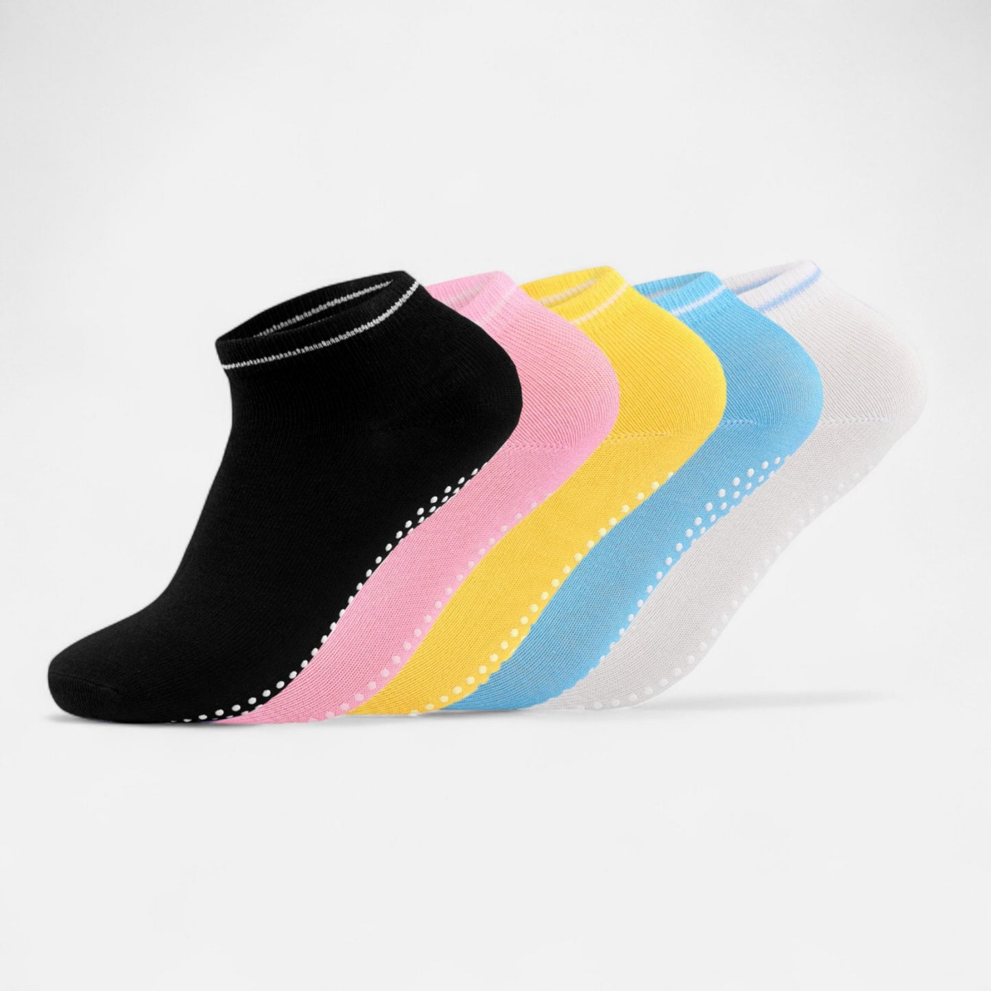 Anna-Kaci Women's 5-Pack Ankle Grip Socks with Non-Slip Soles for Everyday Indoor Comfort