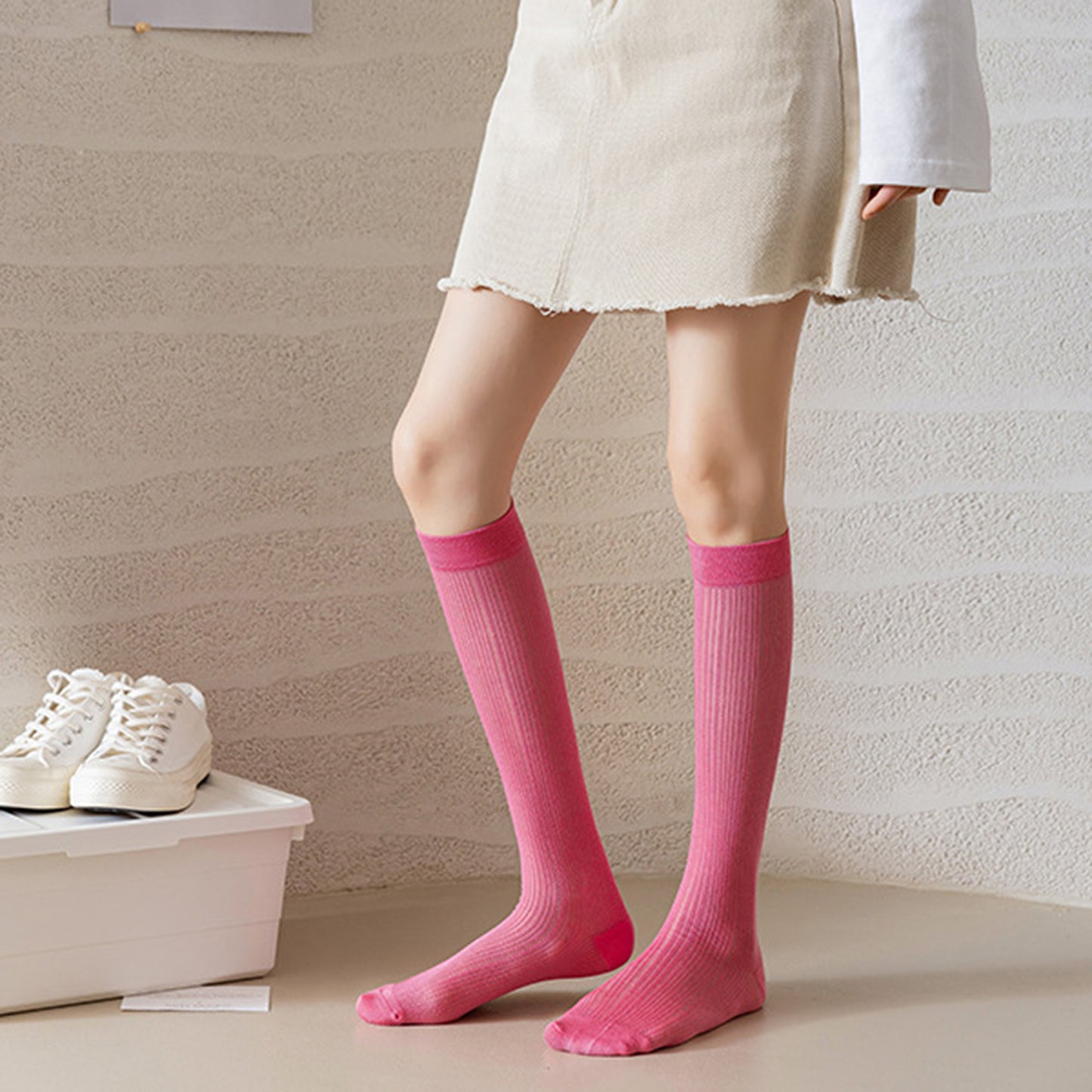 Anna-Kaci Women's 3-Pack Knee-High Ribbed Socks with Soft Stretch Knit Fabric and Lightweight Everyday Comfort