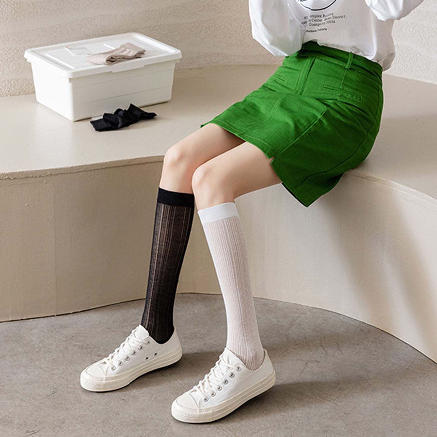 Anna-Kaci Women's 3-Pack Knee-High Ribbed Socks with Soft Stretch Knit Fabric and Lightweight Everyday Comfort