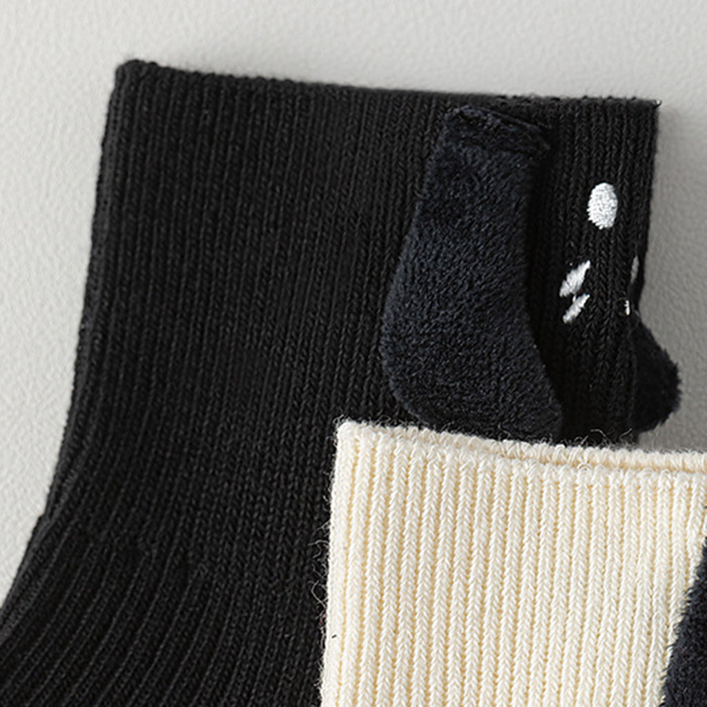 Anna-Kaci 2 Pairs Ribbed Ankle Socks with 3D Puppy Ear Detail and Embroidered Dog Face for Fun Everyday Style