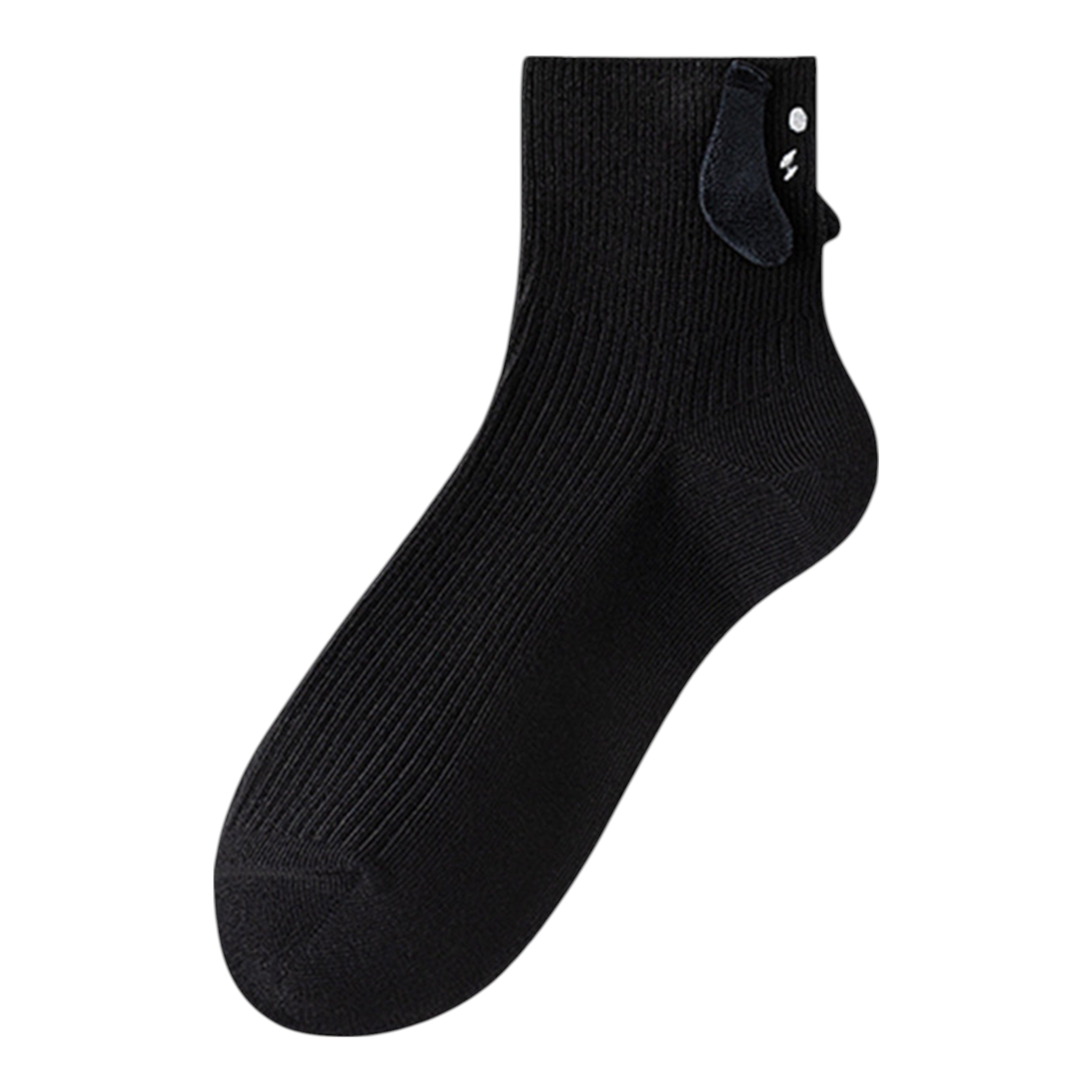 Anna-Kaci 2 Pairs Ribbed Ankle Socks with 3D Puppy Ear Detail and Embroidered Dog Face for Fun Everyday Style