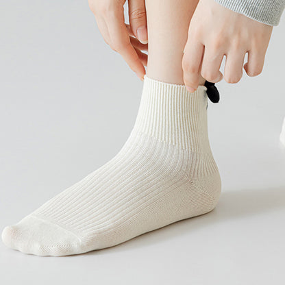 Anna-Kaci 2 Pairs Ribbed Ankle Socks with 3D Puppy Ear Detail and Embroidered Dog Face for Fun Everyday Style