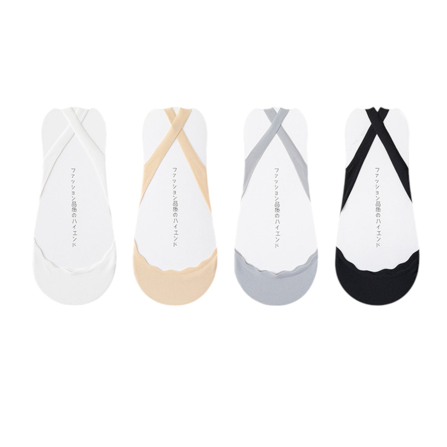 Anna-Kaci Women's 4 Pairs Women's Ballet-Inspired No Show Liner Socks Low Cut Invisible Design with Criss-Cross Elastic Straps and Non-Slip Silicone Heel