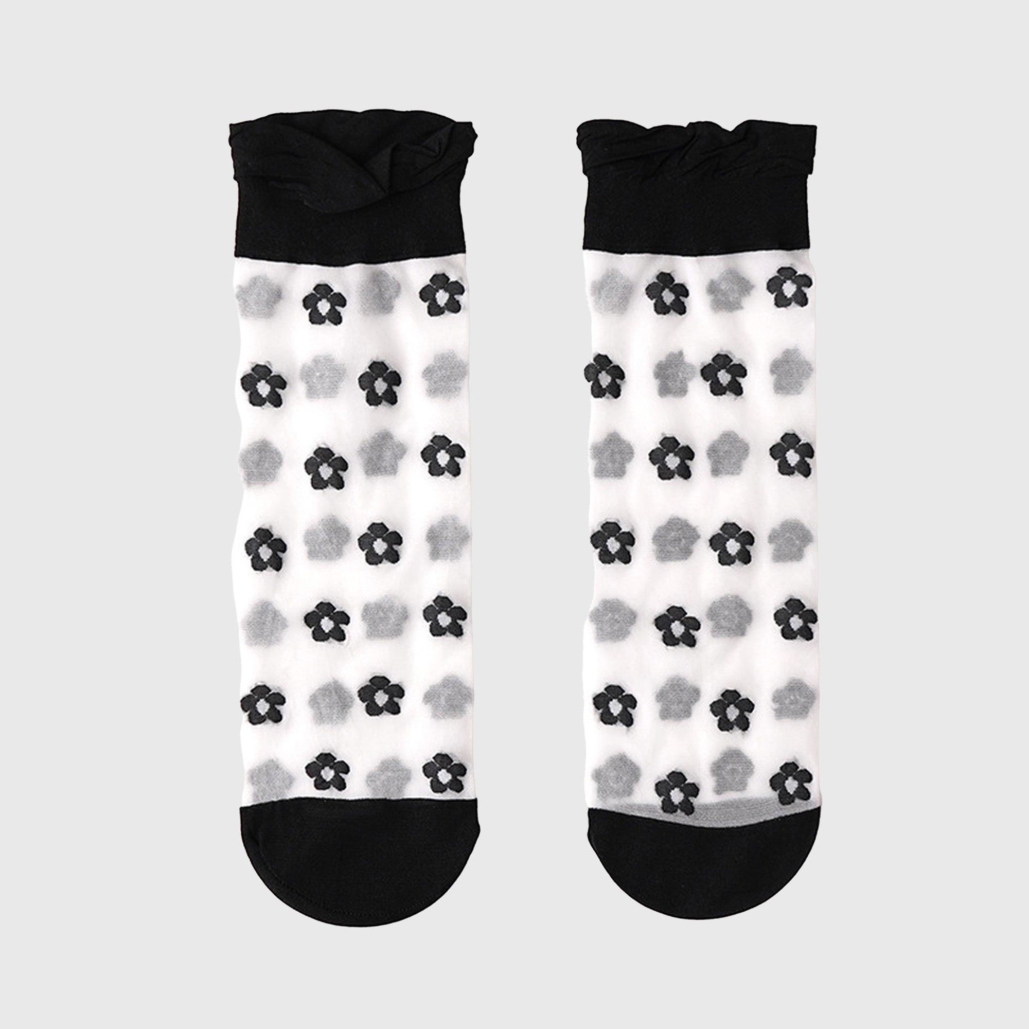 Anna-Kaci Women's Sheer Floral Patterned Ankle Socks with Ruffle Cuff 6pk