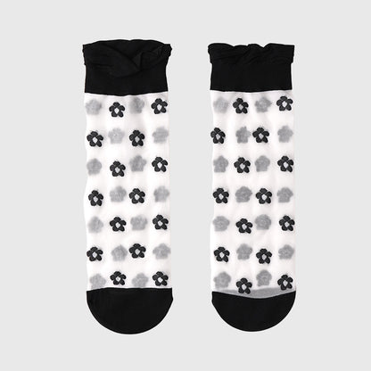 Anna-Kaci Women's Sheer Floral Patterned Ankle Socks with Ruffle Cuff 6pk