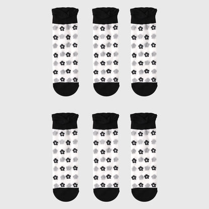 Anna-Kaci Women's Sheer Floral Patterned Ankle Socks with Ruffle Cuff 6pk