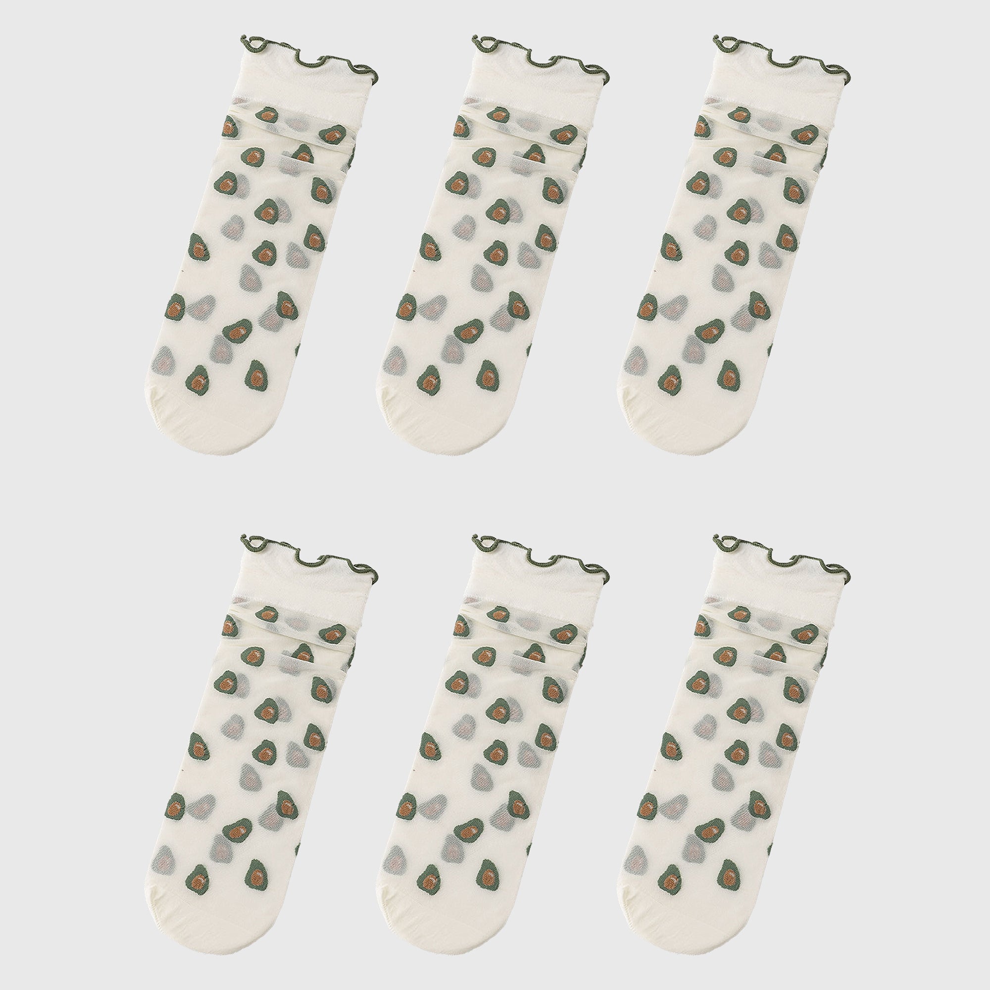 Anna-Kaci Women's Sheer Floral Patterned Ankle Socks with Ruffle Cuff 6pk