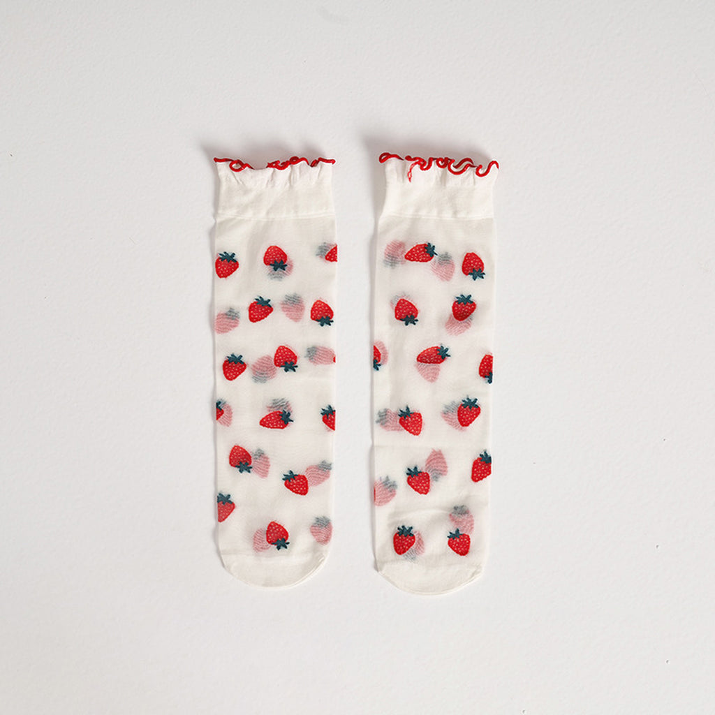 Anna-Kaci Women's Sheer Floral Patterned Ankle Socks with Ruffle Cuff 6pk