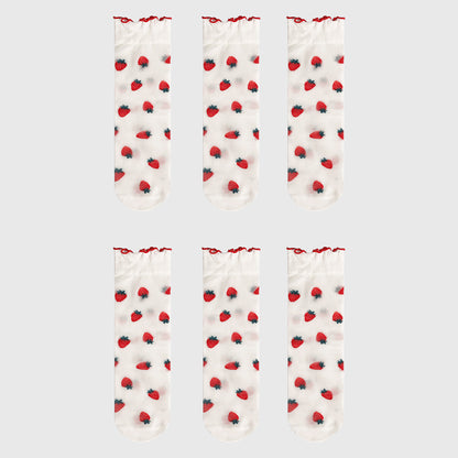 Anna-Kaci Women's Sheer Floral Patterned Ankle Socks with Ruffle Cuff 6pk