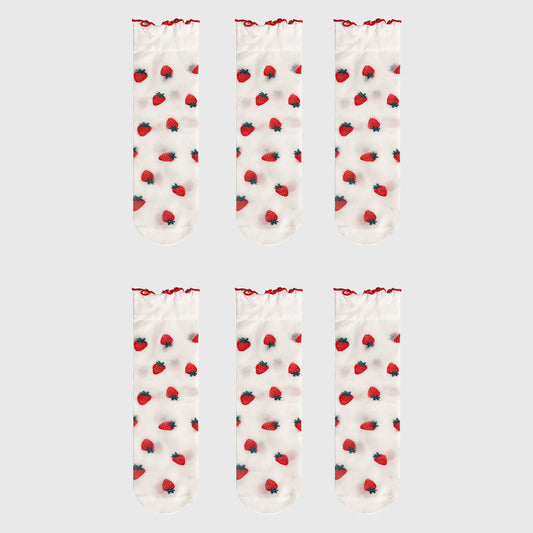 Anna-Kaci Women's Sheer Floral Patterned Ankle Socks with Ruffle Cuff 6pk