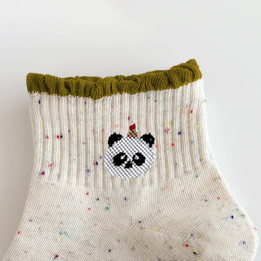 Anna-Kaci Women's Cute Bear Embroidered Speckled Ankle Socks 6pk