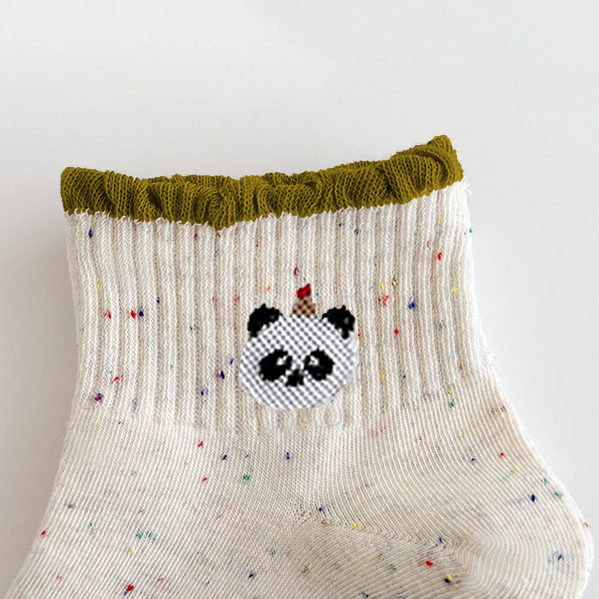 Anna-Kaci Women's Cute Bear Embroidered Speckled Ankle Socks 6pk