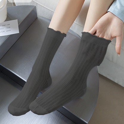 Anna-Kaci Sheer Ruffle-Trimmed Ankle Socks 6pk