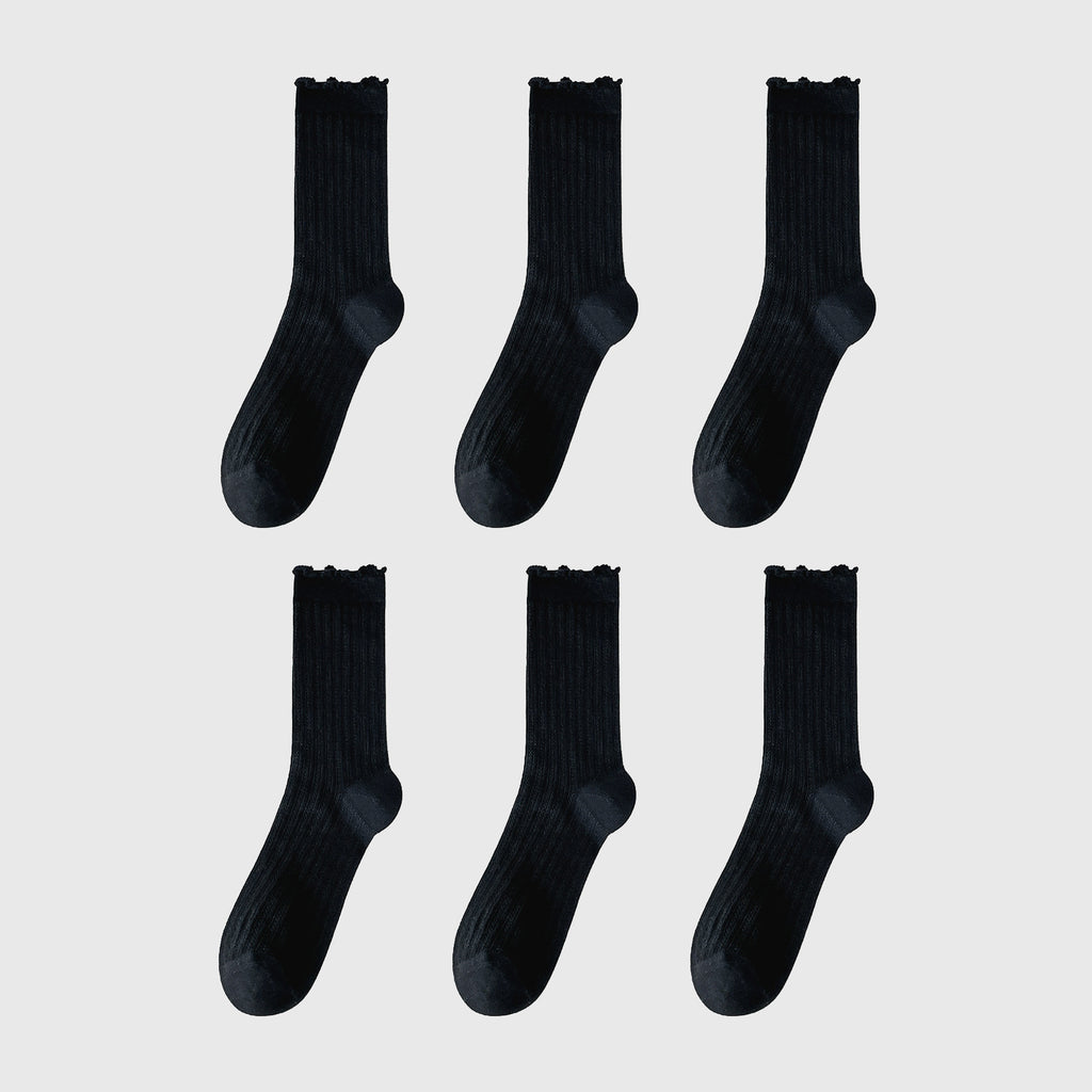 Anna-Kaci Sheer Ruffle-Trimmed Ankle Socks 6pk