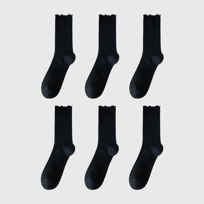 Anna-Kaci Sheer Ruffle-Trimmed Ankle Socks 6pk