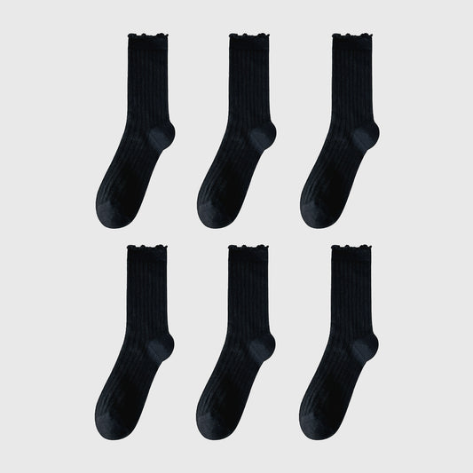 Anna-Kaci Sheer Ruffle-Trimmed Ankle Socks 6pk