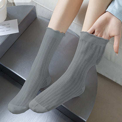 Anna-Kaci Sheer Ruffle-Trimmed Ankle Socks 6pk