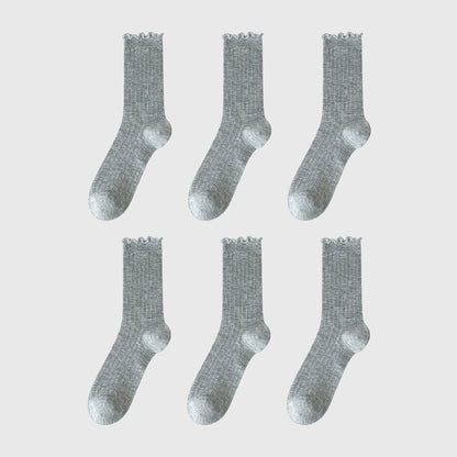 Anna-Kaci Sheer Ruffle-Trimmed Ankle Socks 6pk