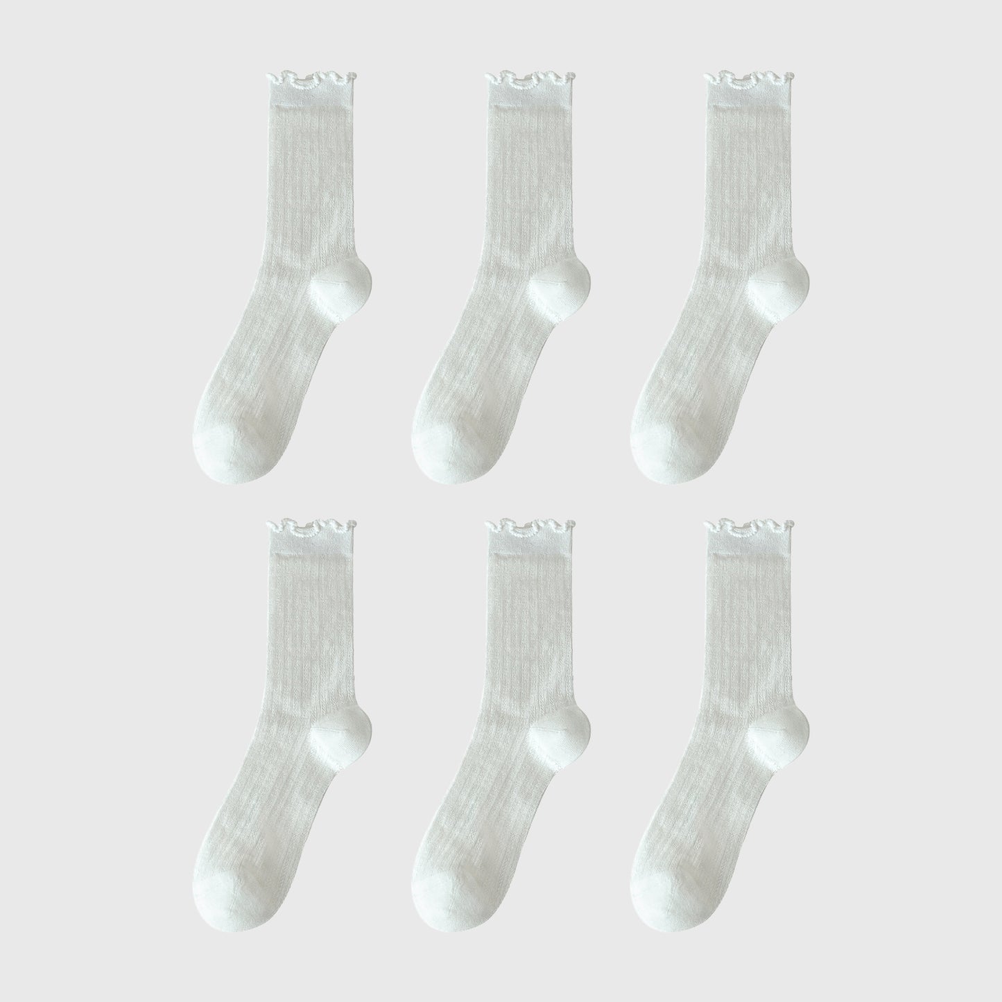 Anna-Kaci Sheer Ruffle-Trimmed Ankle Socks 6pk