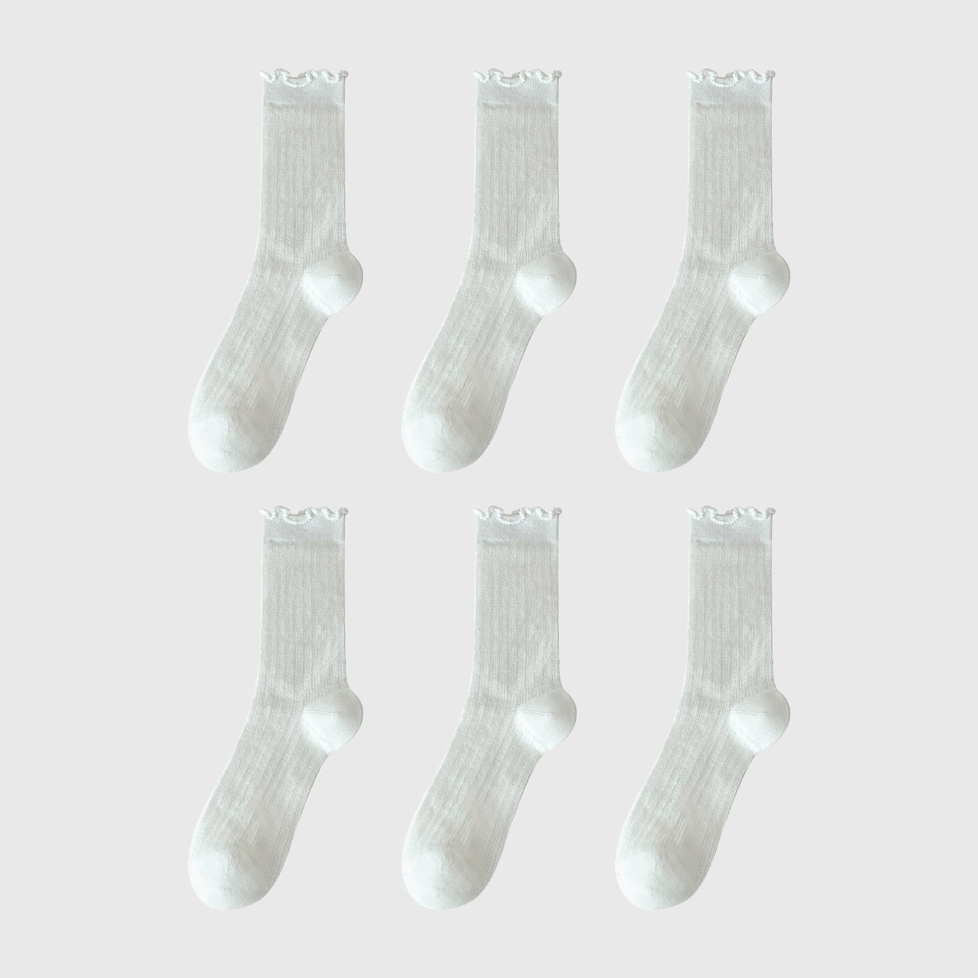 Anna-Kaci Sheer Ruffle-Trimmed Ankle Socks 6pk
