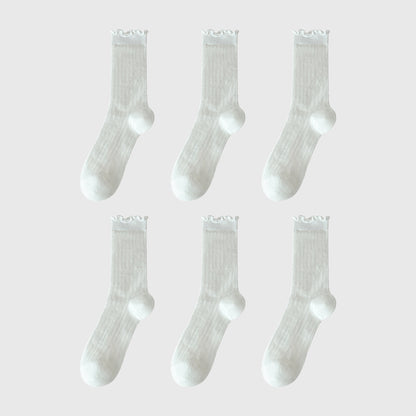 Anna-Kaci Sheer Ruffle-Trimmed Ankle Socks 6pk