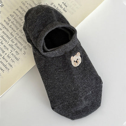 Anna-Kaci Women's 6pk Cute Bear Embroidered No-Show Socks