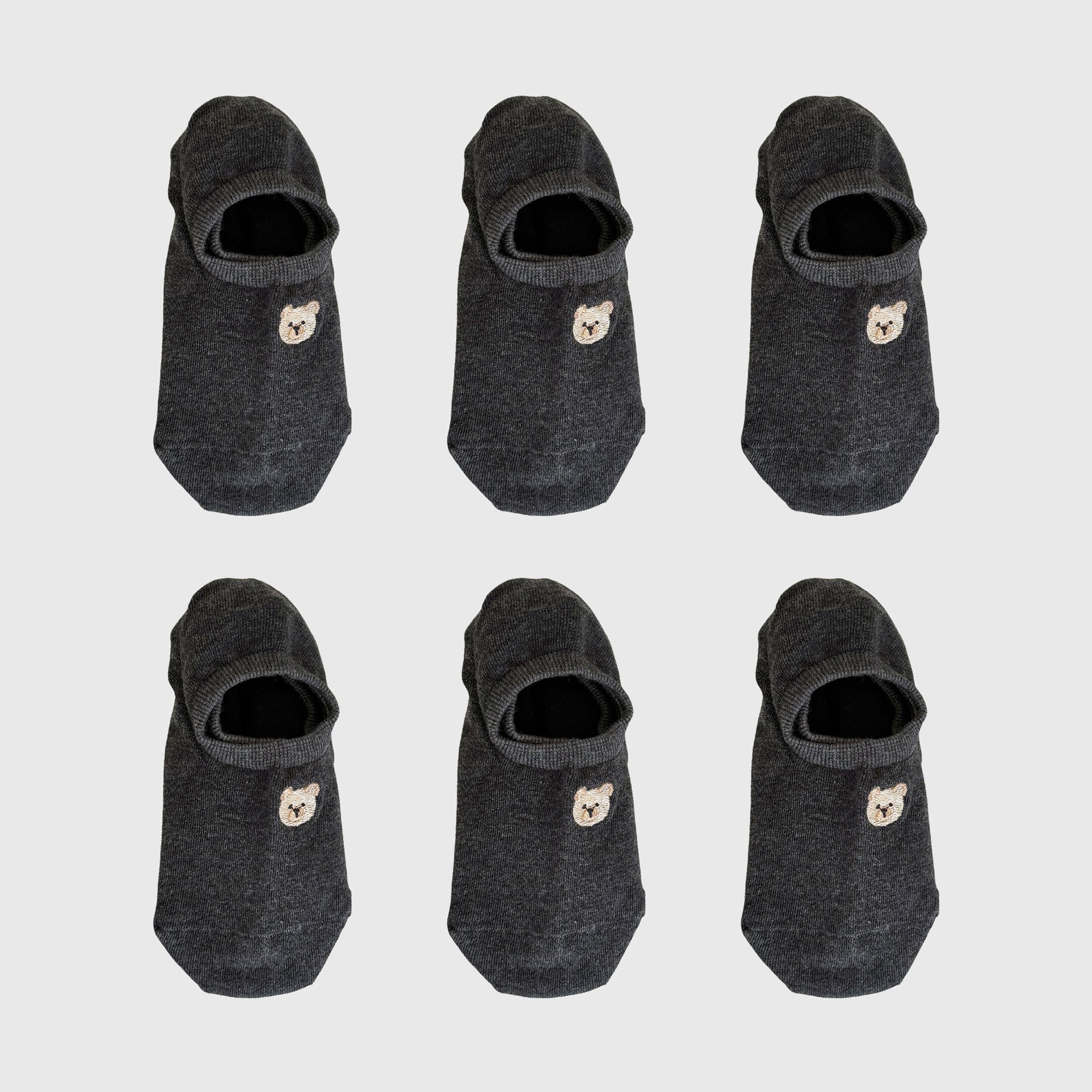 Anna-Kaci Women's 6pk Cute Bear Embroidered No-Show Socks