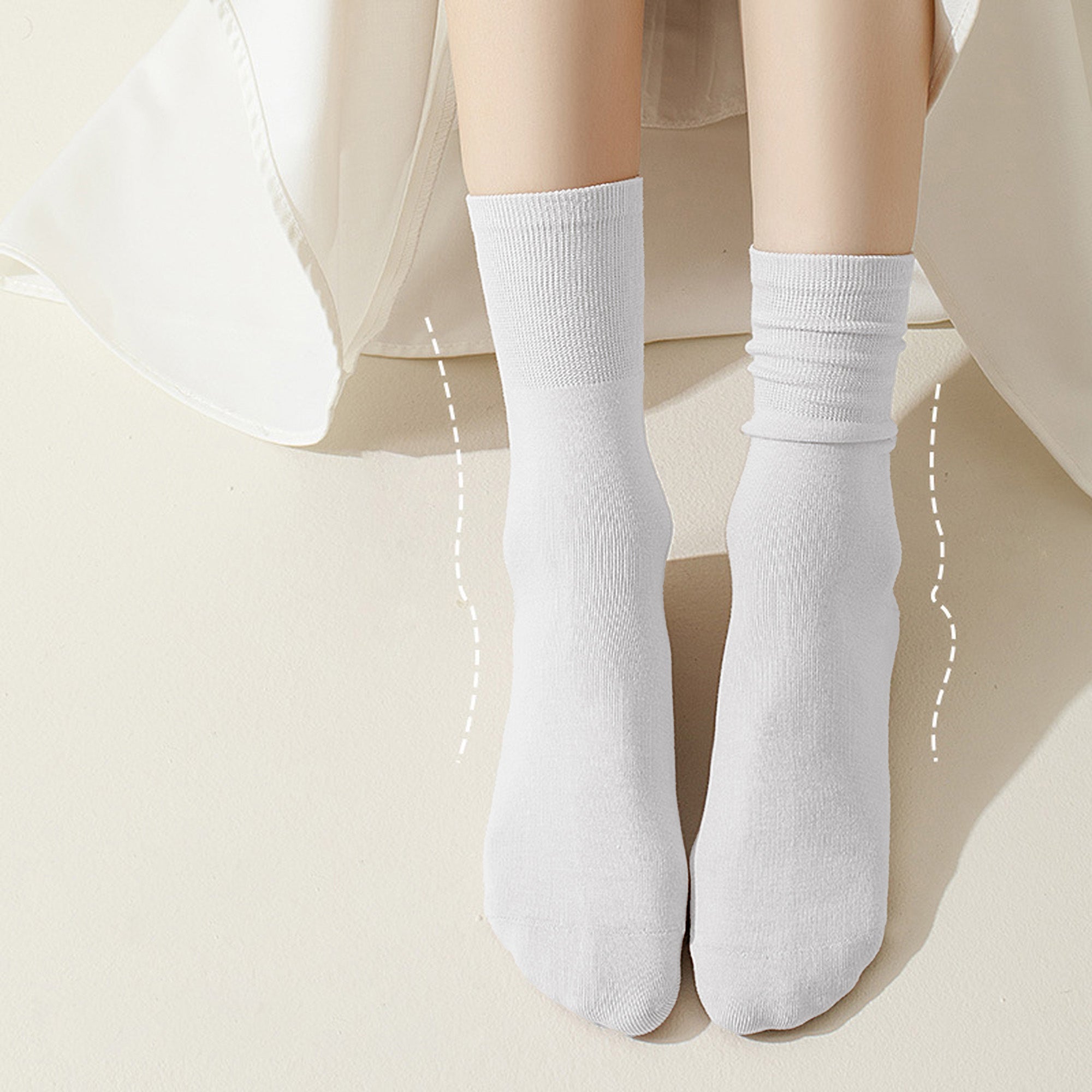 Anna-Kaci Women's Soft White Slouchy Ankle Socks 6pk