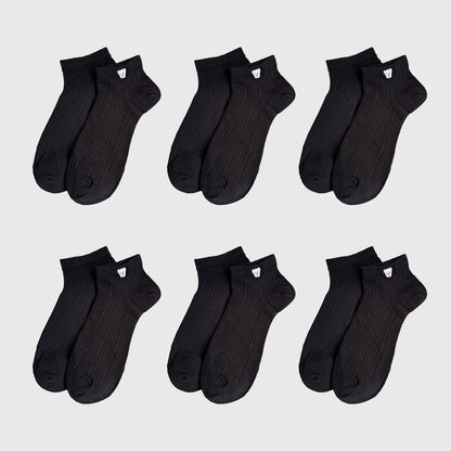 Anna-Kaci Cute Bear-Embroidered Striped Ankle Socks 6Pk