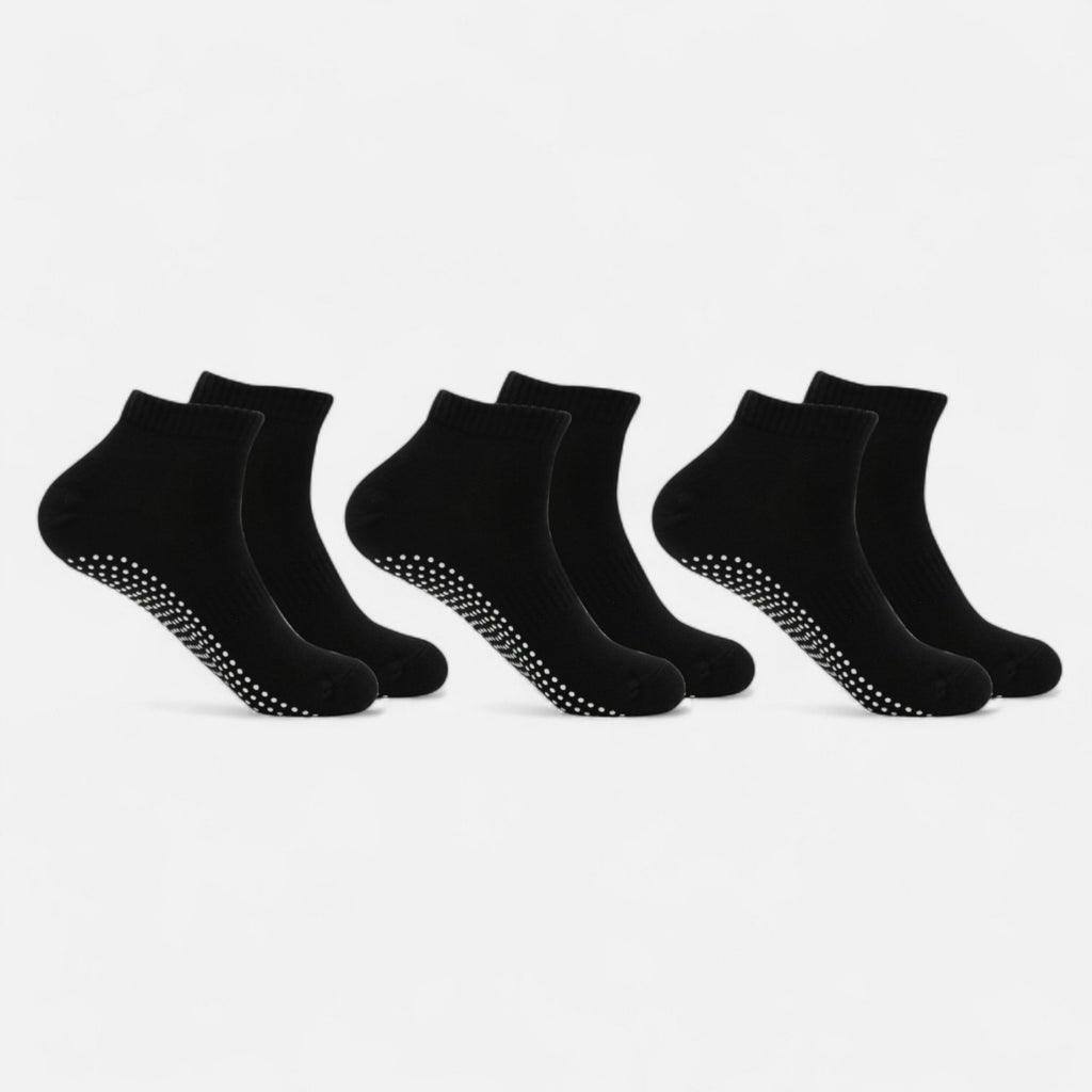 Anna-Kaci Women's Ankle Grip Socks 3-Pack with Textured Soles and Cushioned Knit Design for Indoor Stability
