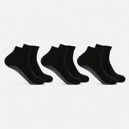 Anna-Kaci Women's Ankle Grip Socks 3-Pack with Textured Soles and Cushioned Knit Design for Indoor Stability
