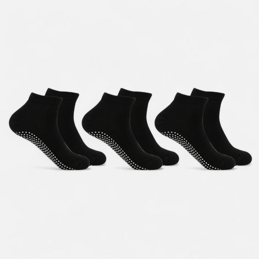 Anna-Kaci Women's Ankle Grip Socks 3-Pack with Textured Soles and Cushioned Knit Design for Indoor Stability