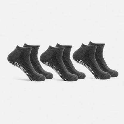 Anna-Kaci Women's Ankle Grip Socks 3-Pack with Textured Soles and Cushioned Knit Design for Indoor Stability