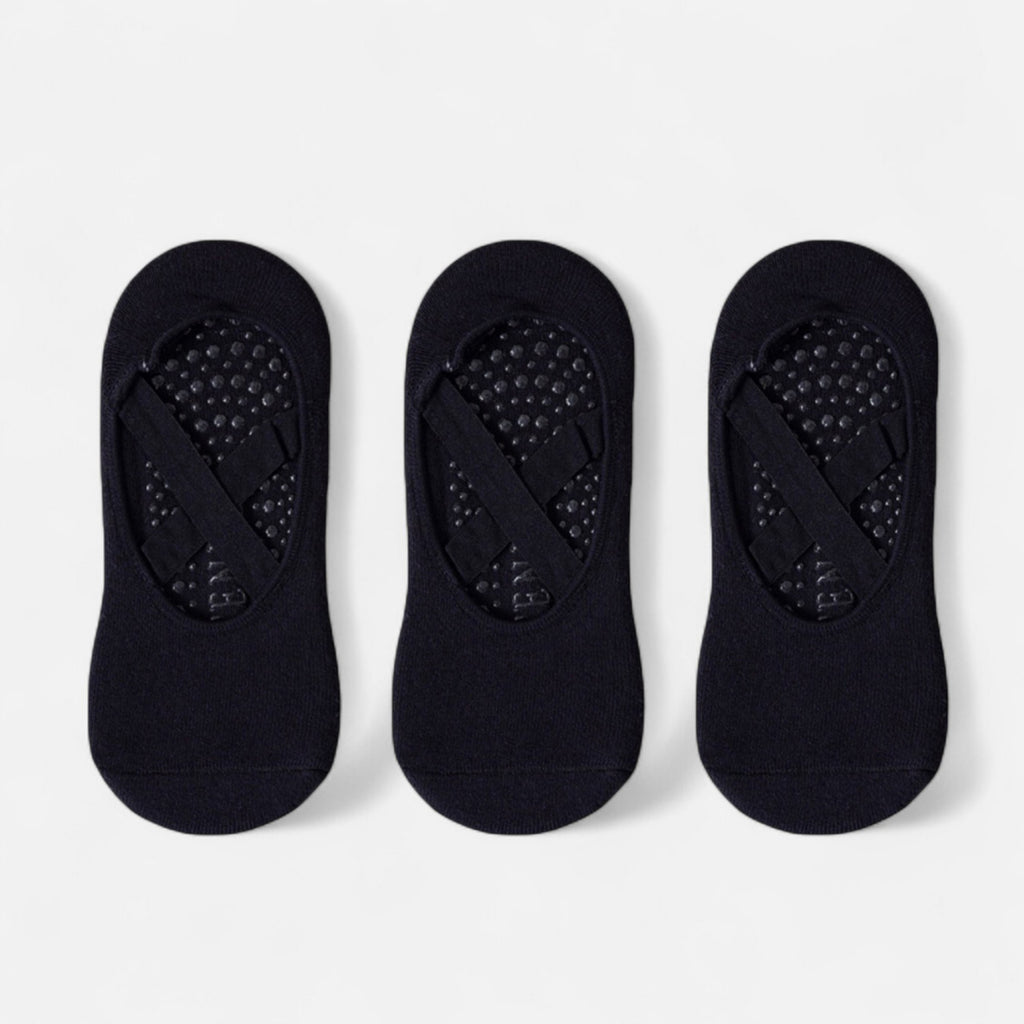 Anna-Kaci Women's 3-Pack Ballet Style Grip Socks with Crisscross Elastic and Non-Slip Soles for Barre Pilates Yoga