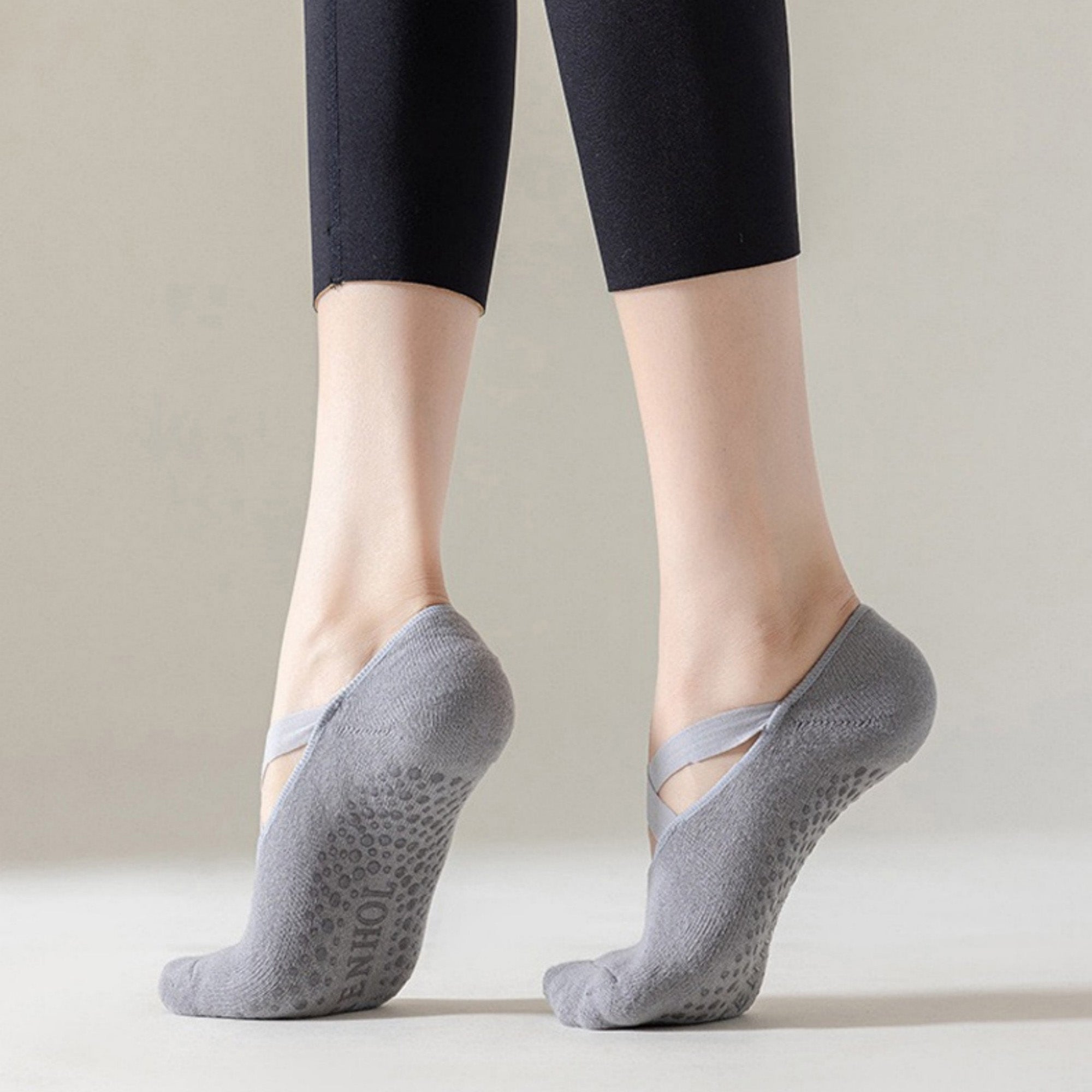 Anna-Kaci Women's 3-Pack Ballet Style Grip Socks with Crisscross Elastic and Non-Slip Soles for Barre Pilates Yoga