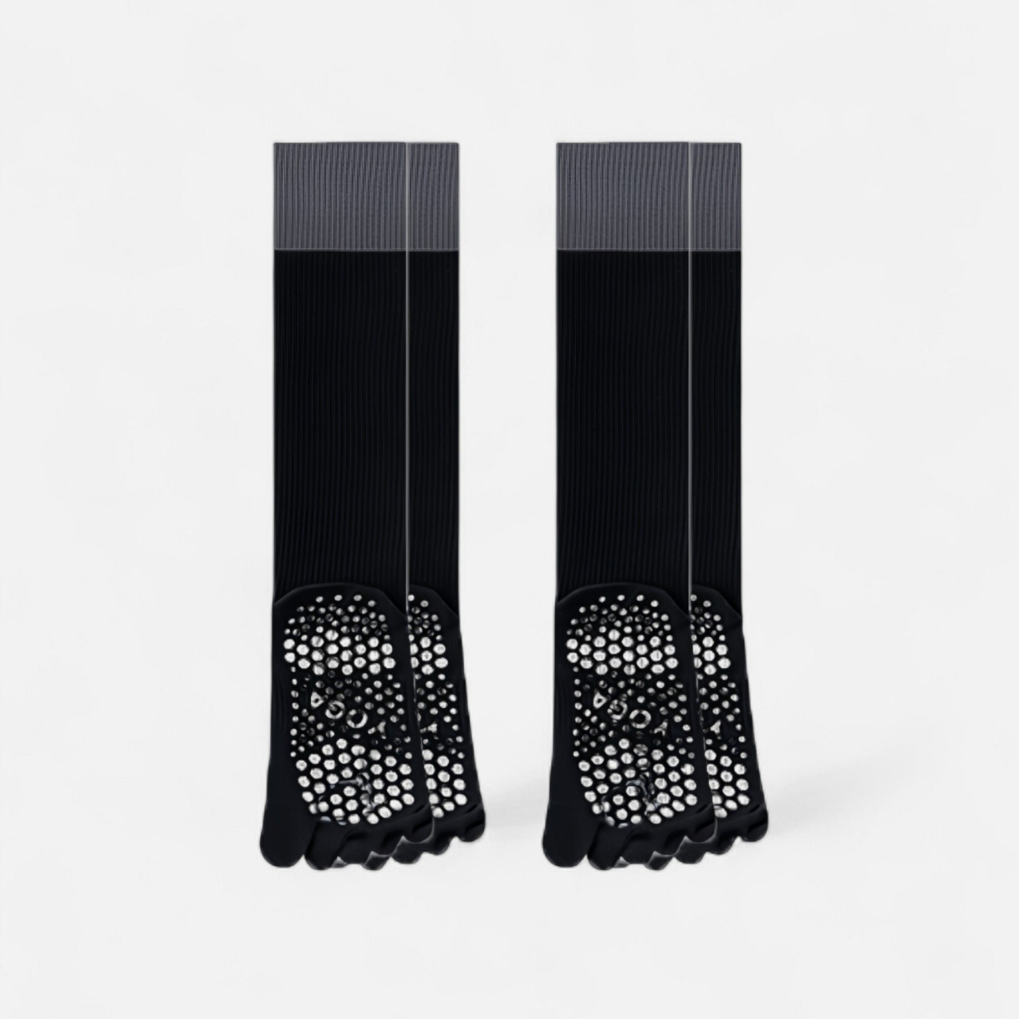Anna-Kaci Women's 2-Pack Knee High Grip Toe Socks with Ribbed Fabric and Non-Slip Soles for Yoga and Studio Workouts