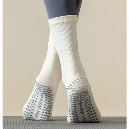 Anna-Kaci Women's 2-Pack Grip Toe Socks with Non-Slip Soles and Ribbed Knit in Neutral Tones for Yoga and Studio Classes
