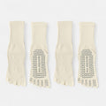 Women's 2-Pack Grip Toe Socks with Non-Slip Soles and Ribbed Knit in Neutral Tones for Yoga and Studio Classes