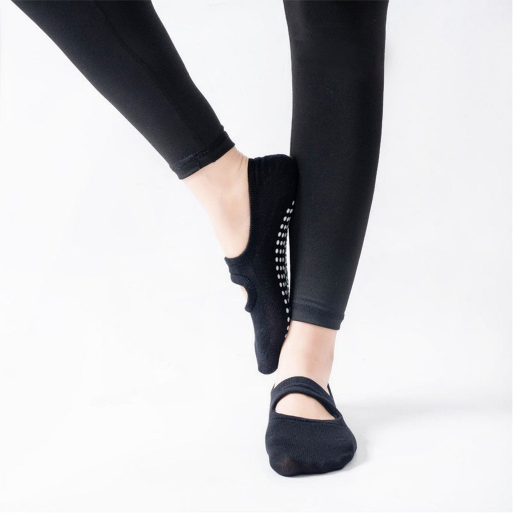 Anna-Kaci Women's 3-Pack Mary Jane Style Low Cut Non-Slip Grip Socks for Pilates Yoga and Everyday Comfort