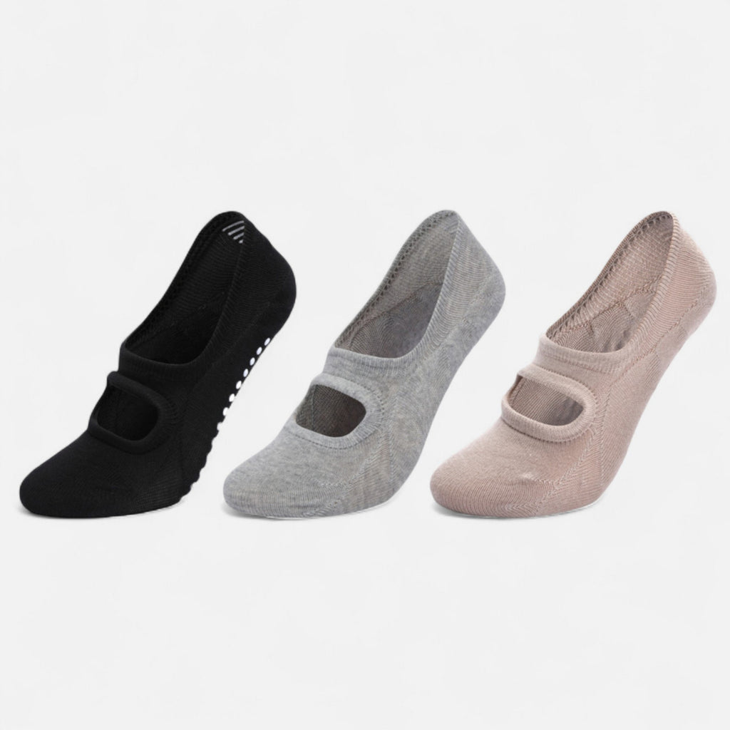 Anna-Kaci Women's 3-Pack Mary Jane Style Low Cut Non-Slip Grip Socks for Pilates Yoga and Everyday Comfort