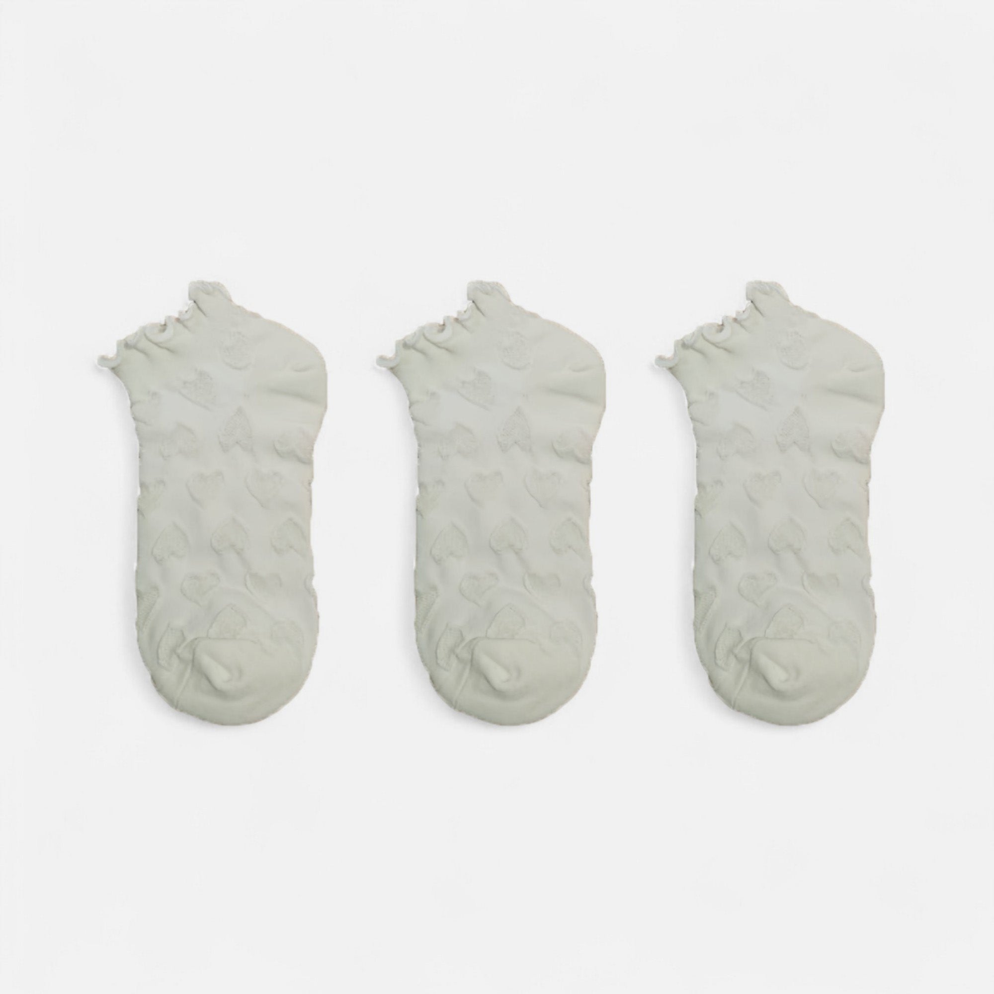 Anna-Kaci Women's 3-Pack Heart Knit Ankle Socks with Ruffle Trim and Soft Stretchy Fabric