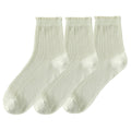 Anna-Kaci 3 Pairs Women's Ruffle Trim Crew Socks Soft Cotton Knit Lightweight Ribbed Texture with Scalloped Edge for Everyday Wear