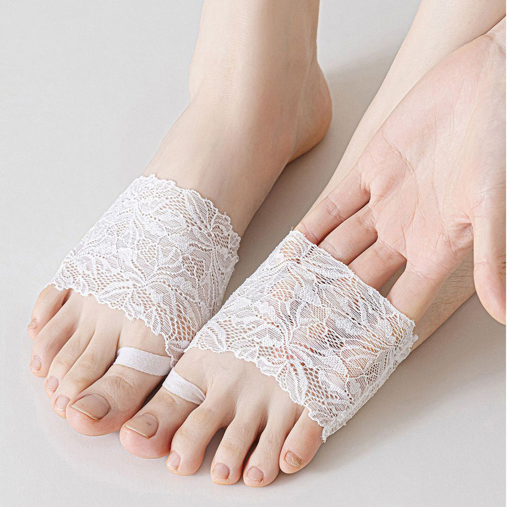 Anna-Kaci 5 Pairs Women's Floral Lace No Show Socks Low Cut Stretch Liner with Elegant Scalloped Trim Invisible Design for Flats and Loafers