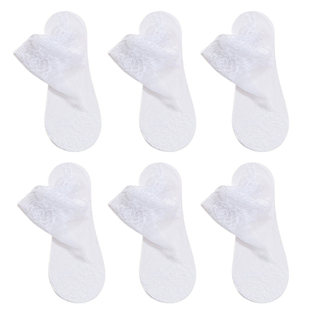 Anna-Kaci 6 Pairs Women's Floral Lace No Show Socks Lightweight Low Cut Sheer Liner with Silicone Heel Grip Elegant Invisible Design for Flats