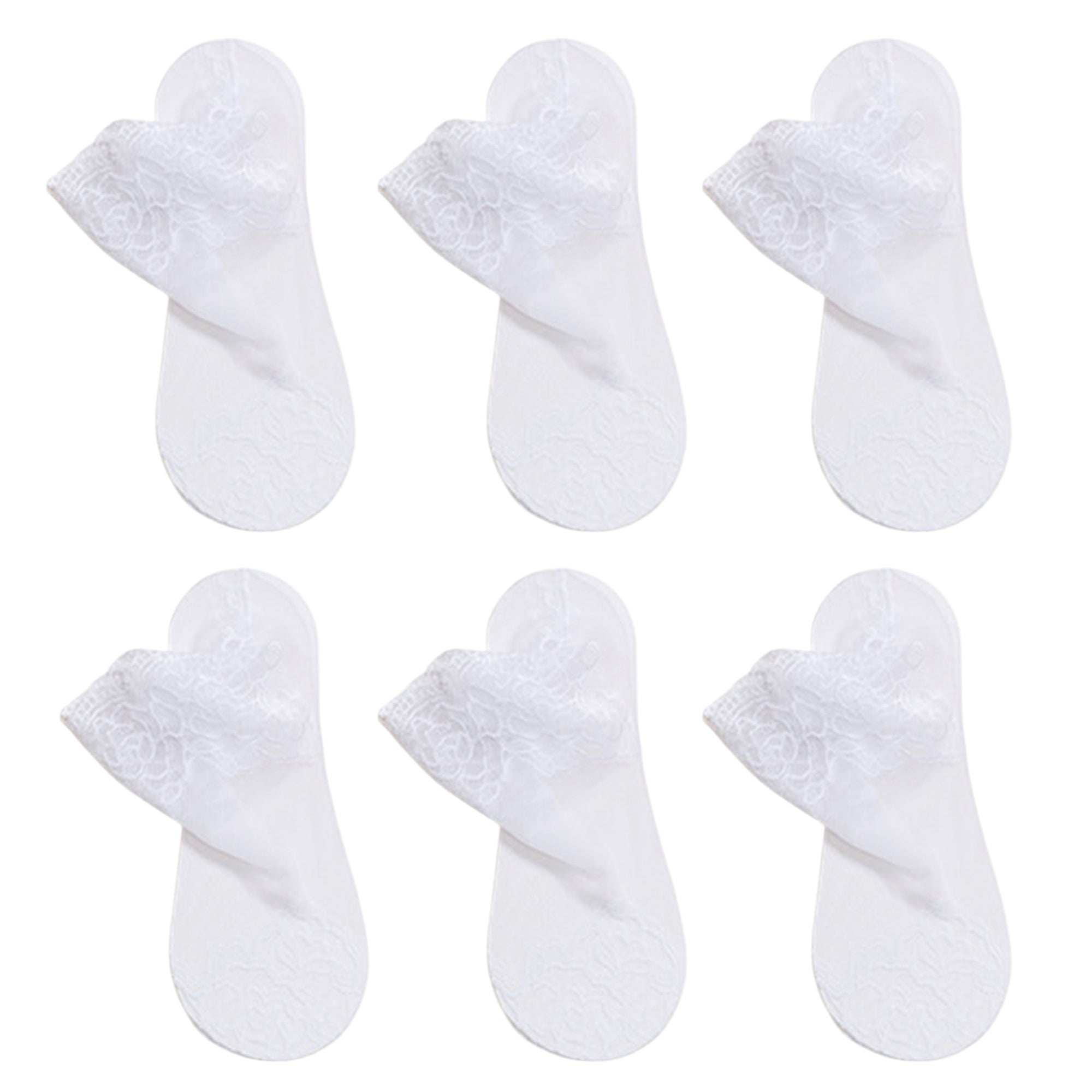 Anna-Kaci 6 Pairs Women's Floral Lace No Show Socks Lightweight Low Cut Sheer Liner with Silicone Heel Grip Elegant Invisible Design for Flats