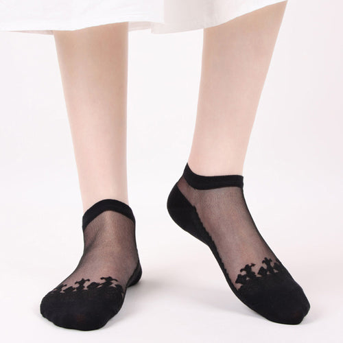 Anna-Kaci 6 Pairs Women's Sheer Mesh Ankle Socks with Soft Knit Sole and Delicate Lace Trim Lightweight Breathable Low-Cut Design